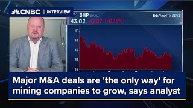 Major M&A deals are 'the only way' for mining companies like BHP and Rio Tinto to grow, says analyst