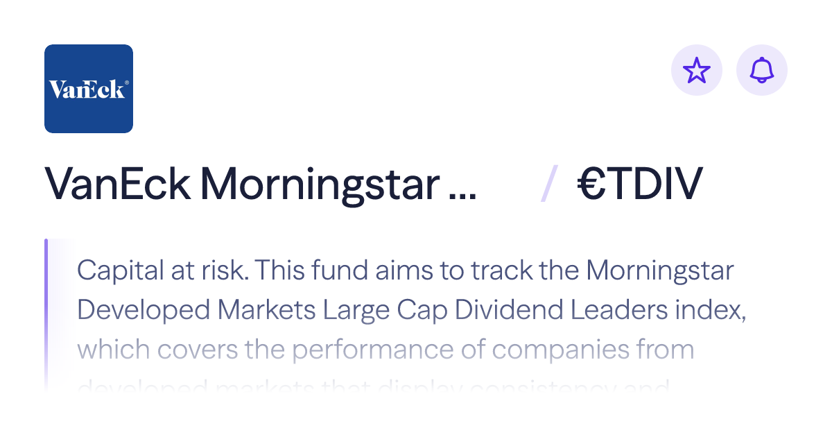 Buy VanEck Morningstar Developed Markets Dividend Leaders ETF (€TDIV ...