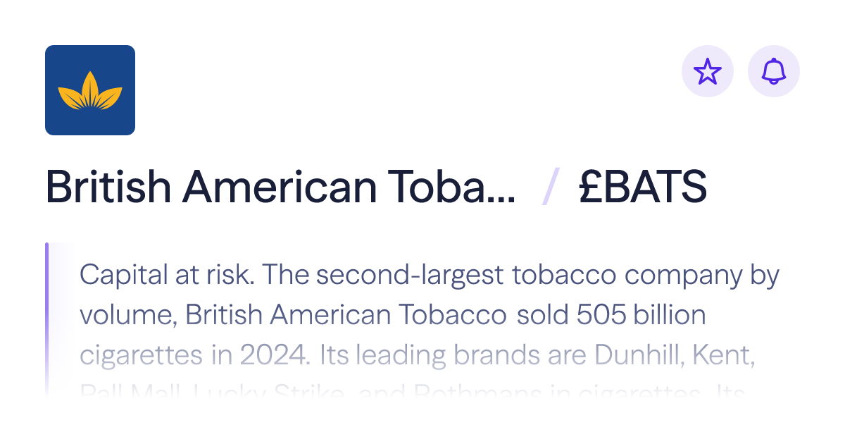 british american tobacco bats stock Buy British American Tobacco stock | £BATS Share Price