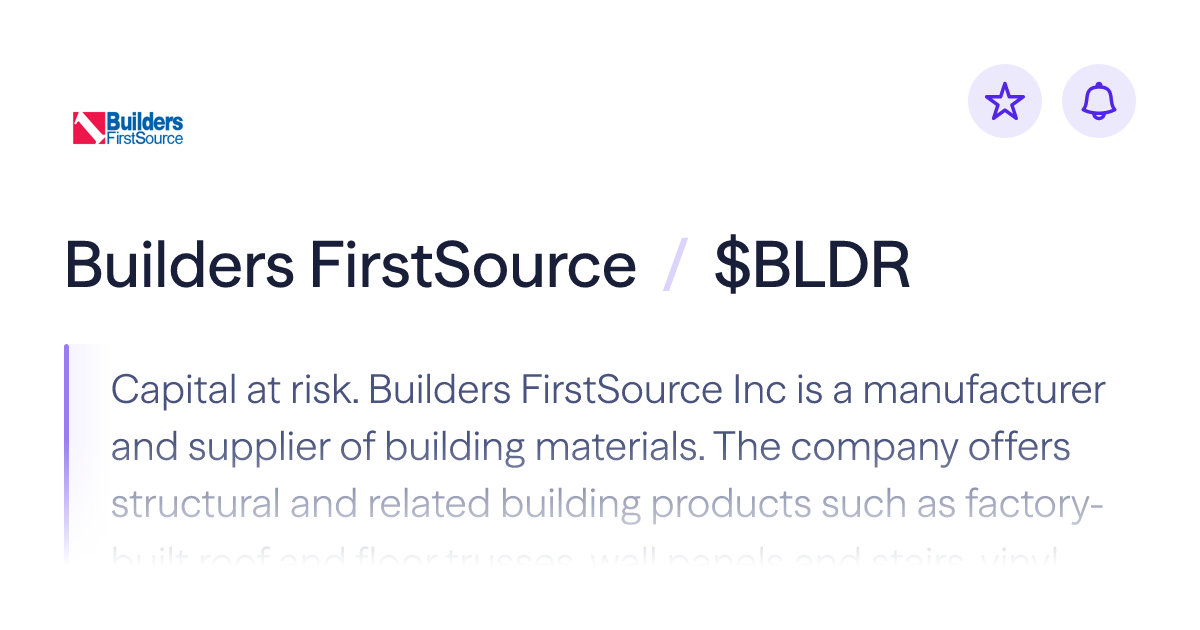 BLDR Stock Price, Performance & Company Data | Lightyear