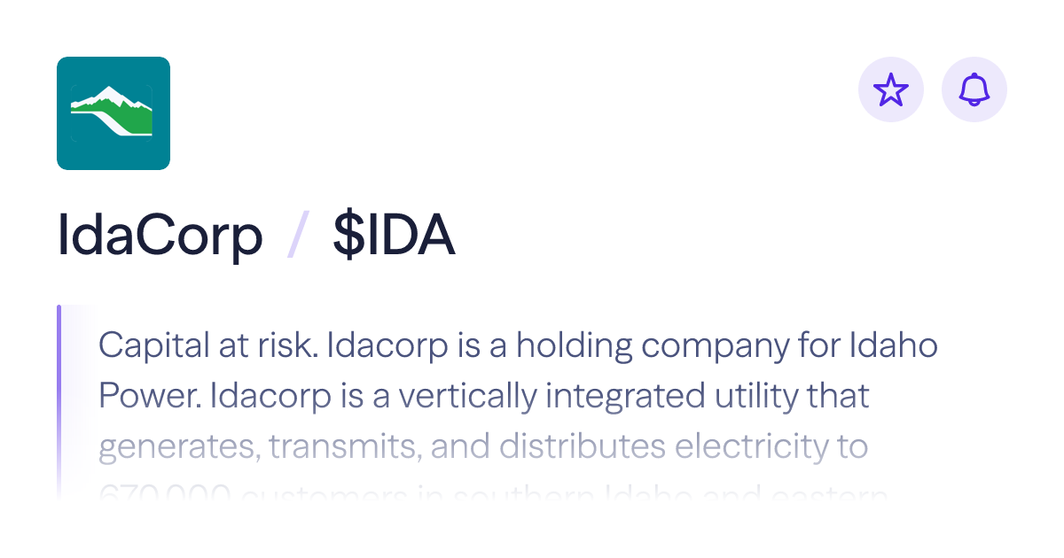 Buy IdaCorp stock | $IDA Share Price | Lightyear