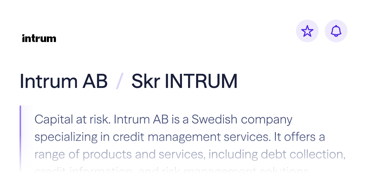 Buy Intrum AB stock | SkrINTRUM Share Price | Lightyear
