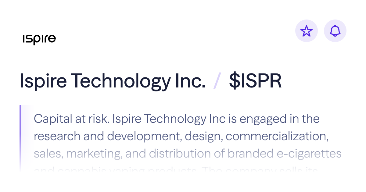 ISPR Stock Price | Ispire Technology Inc. Stock Quote (U.S.: Nasdaq