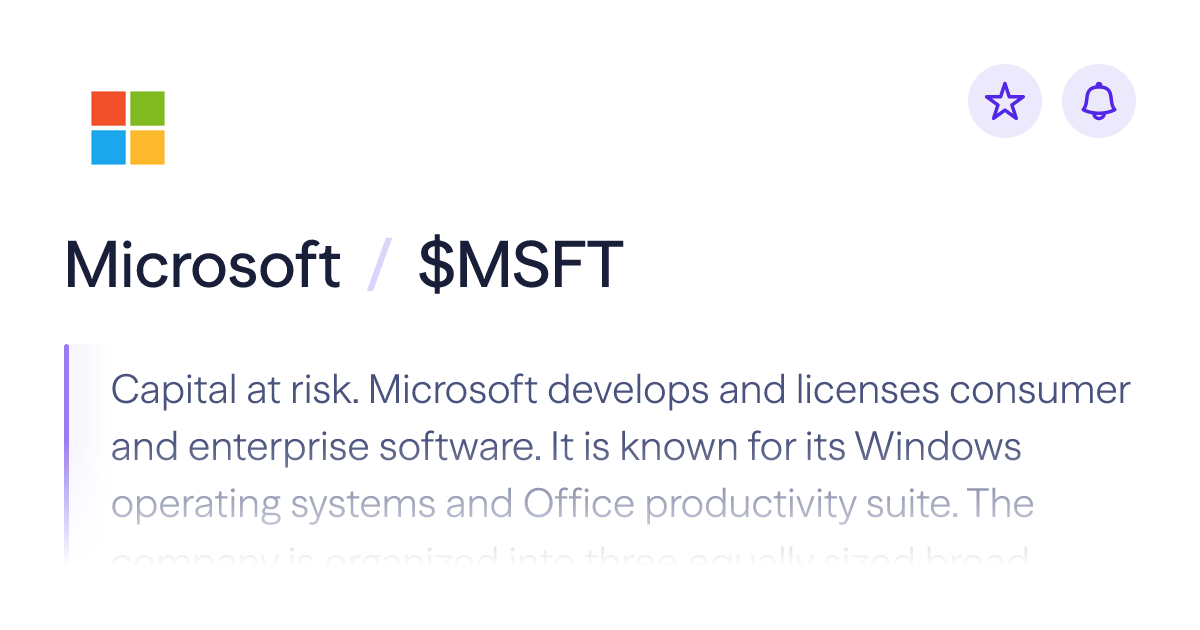 MSFT Stock Price, Performance & Company Data | Lightyear