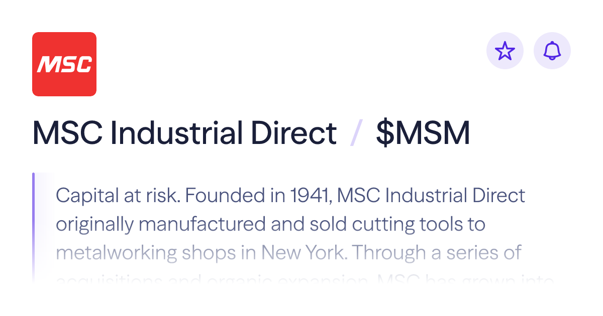 Buy MSC Industrial Direct stock | $MSM Share Price | Lightyear