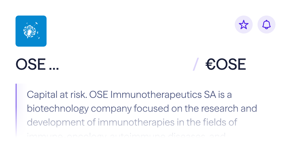 Buy OSE Immunotherapeutics SA stock | €OSE Share Price | Lightyear