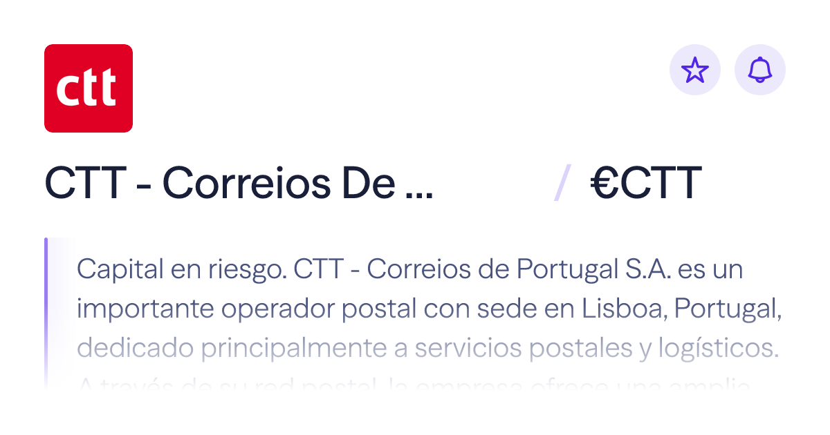 Compra acciones de CTT - Correios De Portugal S.A. | Precio de €CTT ...