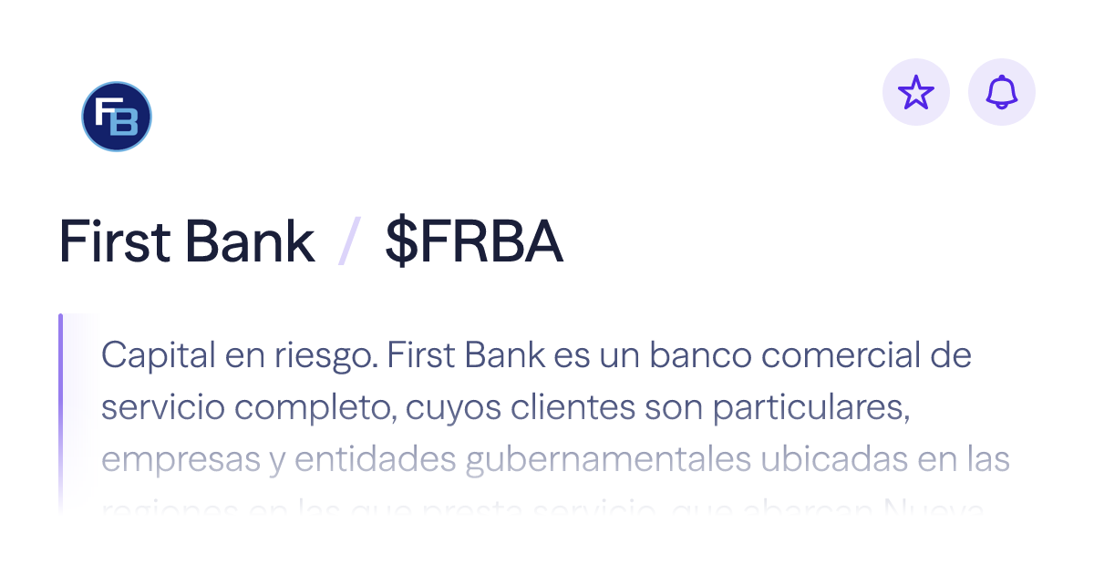 Compra acciones de First Bank | Precio de $FRBA | Lightyear