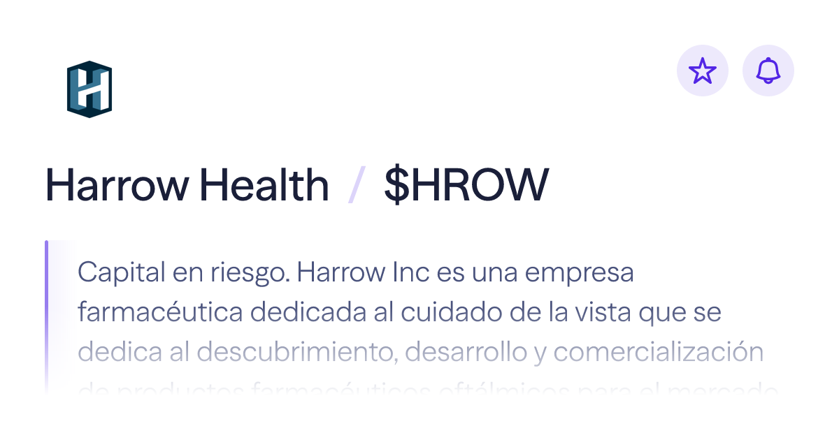 Compra acciones de Harrow Health | Precio de $HROW | Lightyear