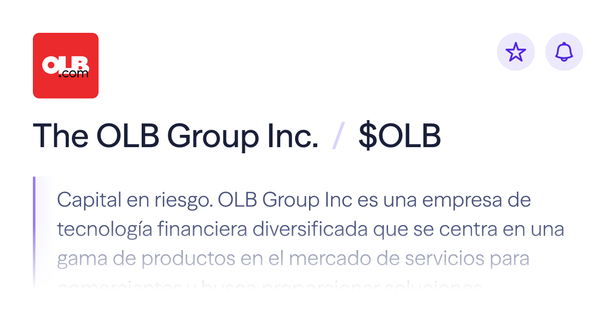 Compra acciones de The OLB Group Inc. | Precio de $OLB | Lightyear