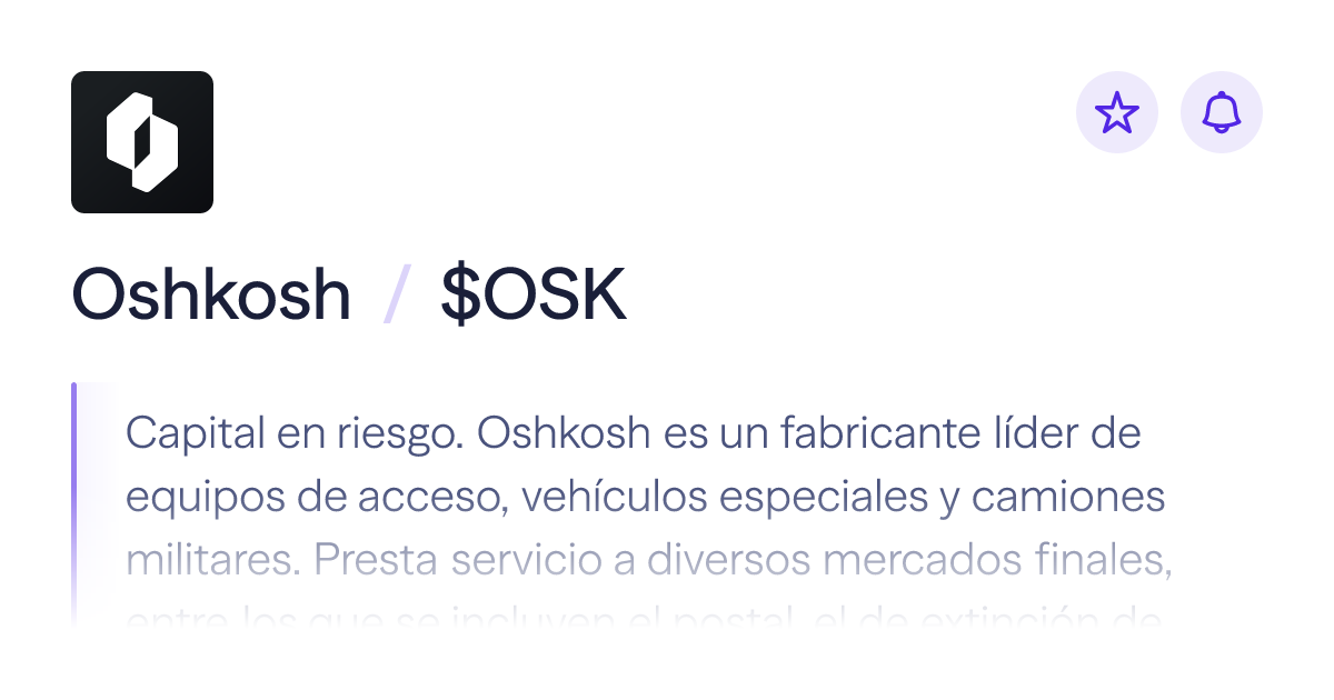 Compra acciones de Oshkosh | Precio de $OSK | Lightyear