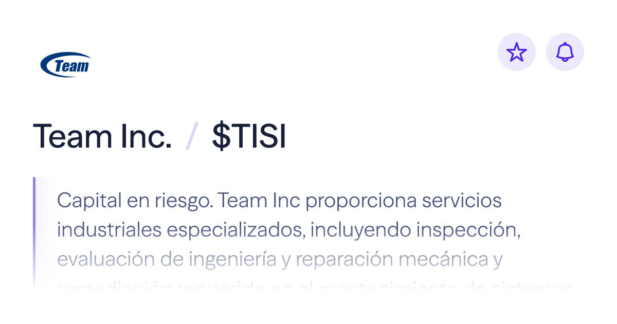 Compra acciones de Team Inc. | Precio de $TISI | Lightyear