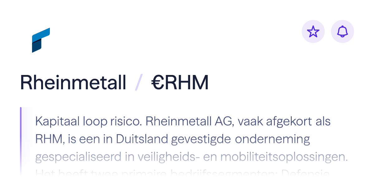 Het aandeel Rheinmetall kopen | koers: €RHM | Lightyear