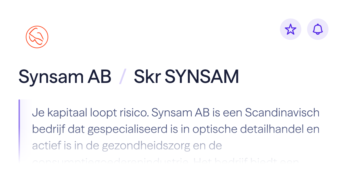 Het aandeel Synsam AB kopen | koers: SkrSYNSAM | Lightyear